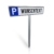 Betriebsausstattung24® Individuelles Parkplatzschild mit Einschlagpfosten | Parkplatzkennzeichnung mit Wunschtext | Pfosten zum Einbetonieren | Aluminium | 52x11 cm - 1