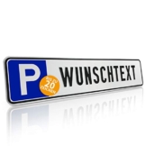 Betriebsausstattung24® Individuelles Parkplatzschild mit Wunschprägung/Wunschtext mit P-Symbol | BxH 52,0 x 11,0 cm | Autoschild Aluminium geprägt | mit/ohne Löcher - 1