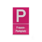 Betriebsausstattung24® Parkplatzschild "Frauenparkplatz" - Polystyrol, 15,0 x 25,0 cm - Befestigungsart: Zum Verschrauben - Farbe: Dunkel Rosa - Symbol: P -Text: Frauen-Parkplatz - Gewicht: 100 g - 1