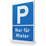 FLAGLY Premium Schild Parken nur für Mieter 30x20cm aus 3mm Alu Dibond inkl. Bohrungen MADE IN GERMANY - stabiles Hinweisschild / Warnschild, wetterfest & UV-beständig - 1