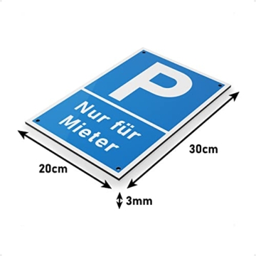 FLAGLY Premium Schild Parken nur für Mieter 30x20cm aus 3mm Alu Dibond inkl. Bohrungen MADE IN GERMANY - stabiles Hinweisschild / Warnschild, wetterfest & UV-beständig - 3