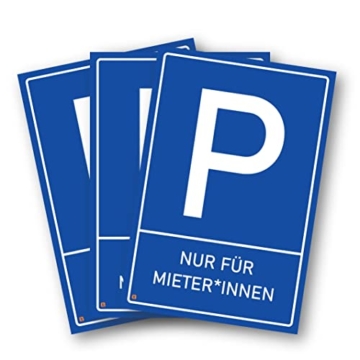 Grafinger 3er Set Parkplatzschilder "Parken Nur für Mieter*innen" | 20 x 30 cm | 3mm starke Kunststoffschilder mit UV-Schutz | Made in Germany - 1
