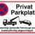 Großes Schild Privat Parkplatz | Alu 42 x 30 cm | Unberechtigt parkende Fahrzeuge werden kostenpflichtig abgeschleppt! weiß | stabiles Alu Schild mit UV-Schutz | Privat Parkplatzschild | Dreifke® - 2