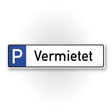 Komma Security Parkplatz vermietet Kunststoff Schild 40 x 10 cm Parkverbot Schild Parken Verboten Hinweisschild Privatparkplatz reserviert - freihalten Parkplatzschild vermietet - Falschparker - 1