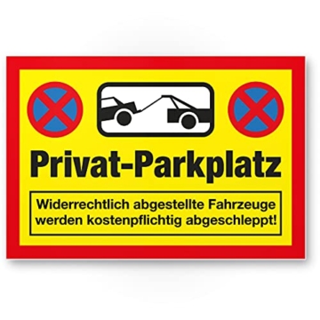 Komma Security Privat-Parkplatz - Parkverbot 30 x 20 cm Hinweisschild Verbotsschild Parkplatzschild - Warnung gegen widerrechtlich abgestellte Autos Fahrzeuge Warnschild - Parkplatz Freihalten - 1