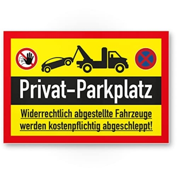 Komma Security Privatparkplatz - Parkverbot 30 x 20 cm Hinweisschild Verbotsschild Parkplatzschild - Warnung Autos Fahrzeuge Warnschild - Privat Parkplatz Freihalten - 1
