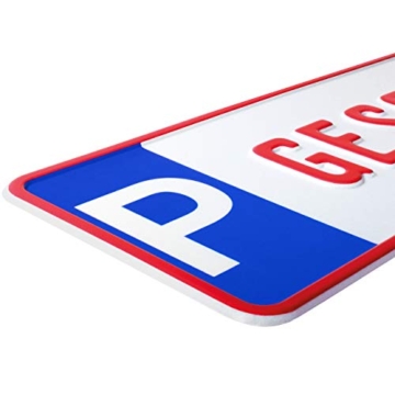 L & P Car Design Kennzeichen 1 Stück Parkplatzkennzeichen 17 Zeichen möglich Parkplatzschild individuell Wunschtext/Farbe/Bohrung/Parkplatz Kunden Besucher Privat Wunschprägung - 3