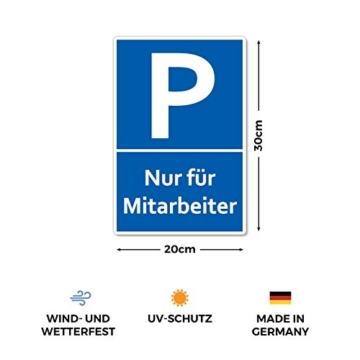 Nur für Mitarbeiter Parkplatzschild 20 x 30 cm aus stabiler PVC Hartschaumplatte 3mm Parkplatz Schild für Angestellte / Beschäftigte UV-Schutz von STROBO - 2
