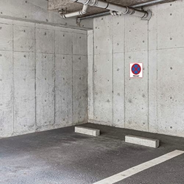 Parkplatzschild (20x20 cm, klein), inkl. 4 Bohrlöcher, Privatparkplatz Schild mit Hinweis, Parkverbotsschild Privatparkplatz (Hartschaum Weiß) - 5