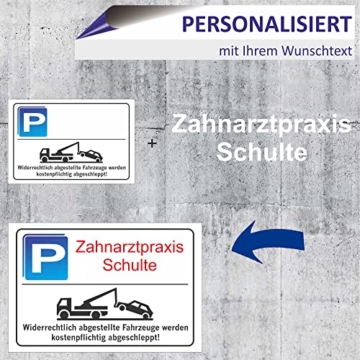 Parkplatzschild - WUNSCHTEXT - Alu-Dibond ab 300x200 mm - für Garage, Hotel, Parkplatz, Schule, Carport, Firma - personalisiert - 4
