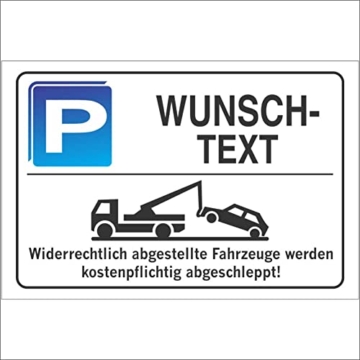 Parkplatzschild - WUNSCHTEXT - Alu-Dibond ab 300x200 mm - für Garage, Hotel, Parkplatz, Schule, Carport, Firma - personalisiert - 1
