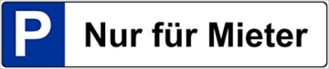 Schild – Nur für Mieter - Kfz Kennzeichen Nummern-schild Parkplatz-schild Park-schild – 52x11cm mit Bohrlöchern | stabile 3mm starke Aluminiumverbundplatte – S00019B +++ in 5 Varianten erhältlich - 1