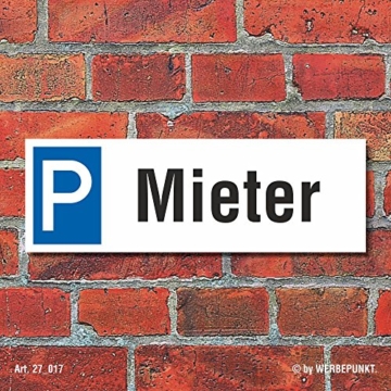 WERBEPUNKT. Schild Mieter Anwohner Parkverbot Halteverbot Parkplatzschild 30×10 cm - 