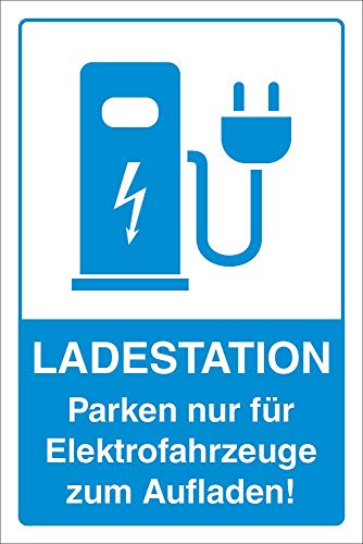 WERBEPUNKT. Schild Parkplatz Ladestation E-Auto Elektroauto Fahrzeuge 3 mm Alu-Verbund - 450 x 300 mm - 2