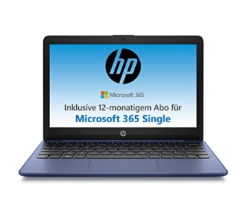 HP Stream Laptop 11,6 Zoll HD Display, Intel Celeron N4120, 4GB DDR4 RAM, 64GB eMMC, Intel Grafik, Windows 11 S-Mode, QWERTZ Tastatur, Blau, inkl. Microsoft Office 365 Single - 1