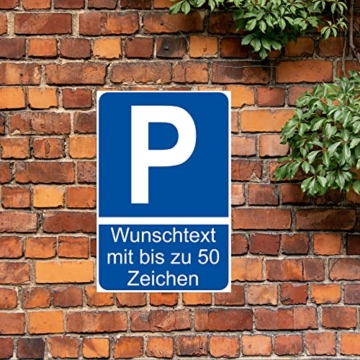 Hinweisschild 20x30cm Alu Verbundplatte für Zaun Tor Tür Pfosten wetterfest Aluminium Schild ohne Bohrungen Parkplatzschild (09 Parkplatz + Wunschtext) - 5