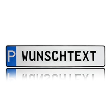 Individuelles Parkplatzschild 520x110mm mit P-Symbol aus Aluminium Wunschkennzeichen mit eigenem Text Wunschname für Parkplatz Schild (01 P - Wunschtext) - 3