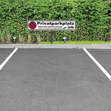 Kleberio® Parkplatz Schild - Privatparkplatz - 52 x 11 cm mit Pfosten (0,75 Meter), Parken verboten, Privatgrundstück, Verbotsschilder, Privat, Parkplatzschilder, Parkverbot, Parkschilder - 2