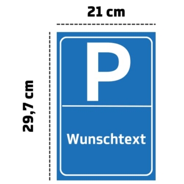 Personalisierbares Parkplatzschild mit eigenem Wunschtext, Schild mit eigenem Text, Schild mit Parkplatz-Motiv ,verschiedene Größen | Made in Germany | (DIN A4 (21 cm x 29,7 cm)) - 2