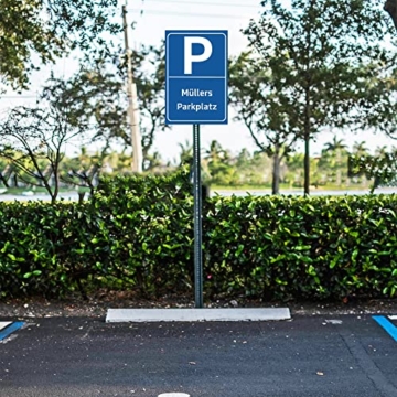Personalisierbares Parkplatzschild mit eigenem Wunschtext, Schild mit eigenem Text, Schild mit Parkplatz-Motiv ,verschiedene Größen | Made in Germany | (DIN A4 (21 cm x 29,7 cm)) - 6