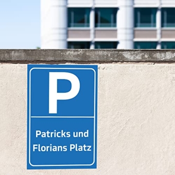 Personalisierbares Parkplatzschild mit eigenem Wunschtext, Schild mit eigenem Text, Schild mit Parkplatz-Motiv ,verschiedene Größen | Made in Germany | (DIN A4 (21 cm x 29,7 cm)) - 7