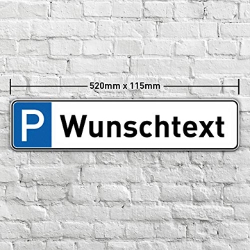 PrintPlanet® Parkplatzschild Privatparkplatz - Mit eigenem Text oder Kennzeichen - Schild aus 5 mm PVC Kunststoff - Größe 520 mm x 115 mm - Blau - 2