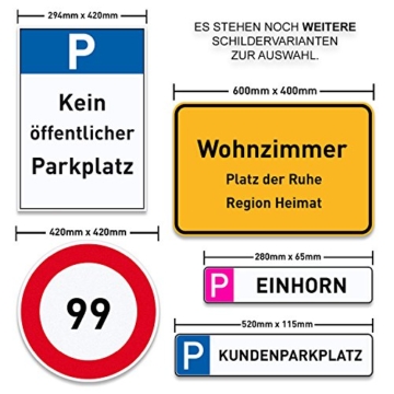PrintPlanet® Parkplatzschild Privatparkplatz - Mit eigenem Text oder Kennzeichen - Schild aus 5 mm PVC Kunststoff - Größe 520 mm x 115 mm - Blau - 4