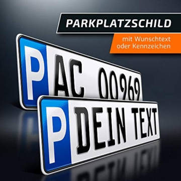 schildEVO 1 Parkplatzschild | 520 x 110 mm | WUNSCHTEXT BIS ZU 9 ZEICHEN | Parkplatz-Kennzeichen | Kfz Kennzeichen | Wunschbeschriftung | DHL-Versand - 2
