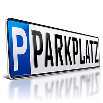 schildEVO 1 Parkplatzschild | 520 x 110 mm | WUNSCHTEXT BIS ZU 9 ZEICHEN | Parkplatz-Kennzeichen | Kfz Kennzeichen | Wunschbeschriftung | DHL-Versand - 1