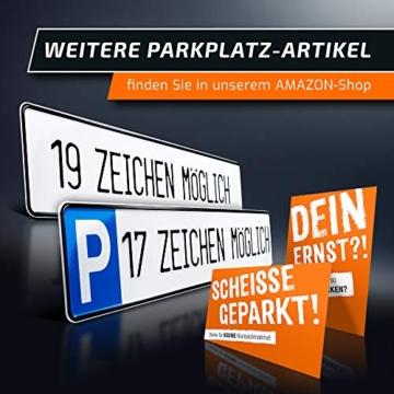 schildEVO 1 Parkplatzschild | 520 x 110 mm | WUNSCHTEXT BIS ZU 9 ZEICHEN | Parkplatz-Kennzeichen | Kfz Kennzeichen | Wunschbeschriftung | DHL-Versand - 8