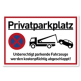 XXL Privatparkplatz Schild Parken Verboten (44x32 cm Groß Kunststoff) - Fahrzeuge Werden kostenpflichtig abgeschleppt - Klares Zeichen für Parkverbot - Parkplatz Schilder Privatgrundstück - 1