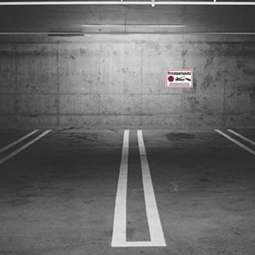 XXL Privatparkplatz Schild Parken Verboten (44x32 cm Groß Kunststoff) - Fahrzeuge Werden kostenpflichtig abgeschleppt - Klares Zeichen für Parkverbot - Parkplatz Schilder Privatgrundstück - 5