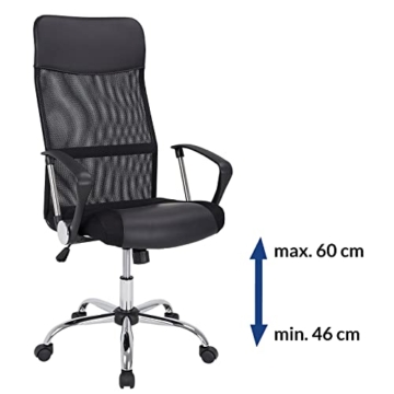 Casaria® Bürostuhl Ergonomisch Hohe Rückenlehne Härtegradeinstellung 46-60cm Sitzhöhe Wippfunktion Lenden- und Kopfstütze Büro Schreibtisch Dreh Stuhl - 5