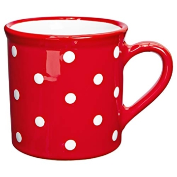City to Cottage® - Keramik XXL Becher 500 ml | Kaffeebecher | Rot und Weiß | Polka Dots | Handgemacht | Keramik Geschirr | Große Tasse - 1