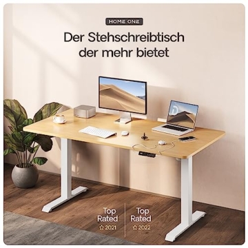 Desktronic Höhenverstellbarer Schreibtisch 160x80 cm - Stabiler Schreibtisch Höhenverstellbar Elektrisch - Standing Desk mit Touchscreen und Integrierten Ladesteckern - 2