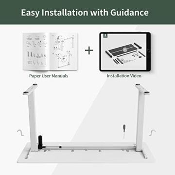 FEZIBO Schreibtisch Höhenverstellbar Elektrisch, 100 x 60 cm Stehschreibtisch mit Memory-Steuerung und Anti-Kollisions Technologie, Weiß Rahmen/Weiß Oberfläche - 9