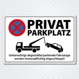 Hochwertiges Schild aus Alu-Dibond mit UV-Schutzlackierung " PRIVATPARKPLATZ - PARKEN VERBOTEN " 300 x 200 mm rechteckig | Parkverbot | Parken Verboten | - 1
