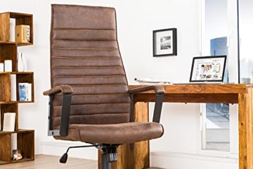invicta INTERIOR Moderner Design Bürostuhl Lazio Highback Microfaser Vintage braun Chefsessel mit Armlehnen Drehstuhl Stuhl mit Rollen - 2