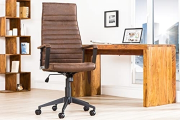 invicta INTERIOR Moderner Design Bürostuhl Lazio Highback Microfaser Vintage braun Chefsessel mit Armlehnen Drehstuhl Stuhl mit Rollen - 3