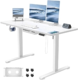 JUMMICO Höhenverstellbarer Schreibtisch 120x60 cm mit USB-Buchse und Kabelwanne, Schreibtisch Höhenverstellbar Elektrisch Verstellbarer Computertisch, Steh-Sitztisch Stehpult Stehschreibtisch(Weiß) - 1