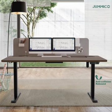JUMMICO Höhenverstellbarer Schreibtisch 160 x 80 cm, Schreibtisch Höhenverstellbar Elektrisch Stehpult mit USB und Kabelwanne, Ergonomischer Steh-Sitz Tisch mit 360°Rollen, Nussbaum - 2
