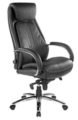 Kijng Chefsessel Throne - Schwarz Echtes Leder mit Hartbodenrollen Ergonomischer Bürostuhl Schreibtischstuhl Drehstuhl Sessel Stuhl - 1