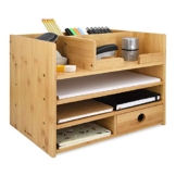 Navaris Schreibtisch Organizer Ablage aus Bambus - 33x24x26cm Ordnungssystem Briefablage aus Holz - für Tisch Büro Schreibtisch - leicht zu reinigen - 1