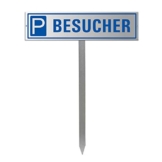 Parkplatzschild mit Einschlagpfosten bzw. Einschlagspieß und Schildhalterung plus Parkplatzschild "BESUCHER" Nr.35440 - 1