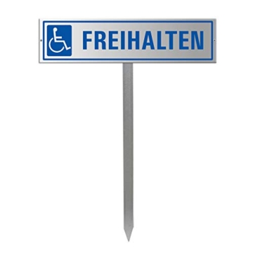 Parkplatzschild mit Einschlagpfosten bzw. Einschlagspieß und Schildhalterung plus Parkplatzschild "FREIHALTEN" Nr.35438 - 1