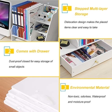 PB04 Schreibtisch-Organizer, DIY-Weiß, Büro, Aufbewahrung, Sortierer mit Schublade für Zuhause, Büro und Schule - 3