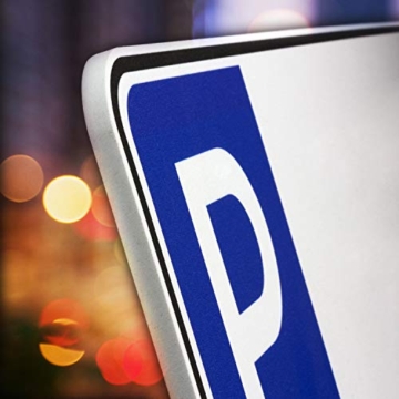 printplanet® Parkplatzschild Privatparkplatz - Mit eigenem Text oder Kennzeichen - Schild aus 5 mm PVC Kunststoff - Größe 280 mm x 65 mm - Blau - 3