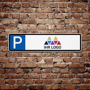 PrintPlanet® Parkschild mit eigenem Text personalisieren - Alu-Dibond 3 mm Weiß - Verschiedene Größen - Parkplatzschild mit Logo - 2
