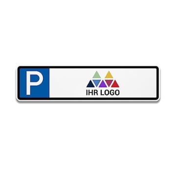 PrintPlanet® Parkschild mit eigenem Text personalisieren - Alu-Dibond 3 mm Weiß - Verschiedene Größen - Parkplatzschild mit Logo - 1