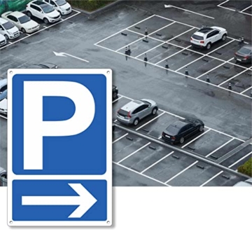 Pubblimania Parkplatzschild mit Pfeil nach rechts aus Aluminiumverbundwerkstoff, 3 mm, für den Außen- oder Innenbereich (Parkplatz rechts 20 x 30) - 2
